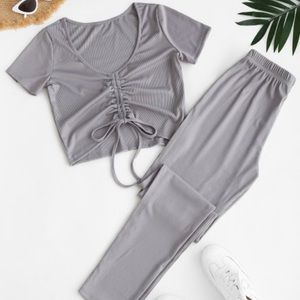 💖 2/$25 Zaful Cinched Top & High Waisted Pant Set